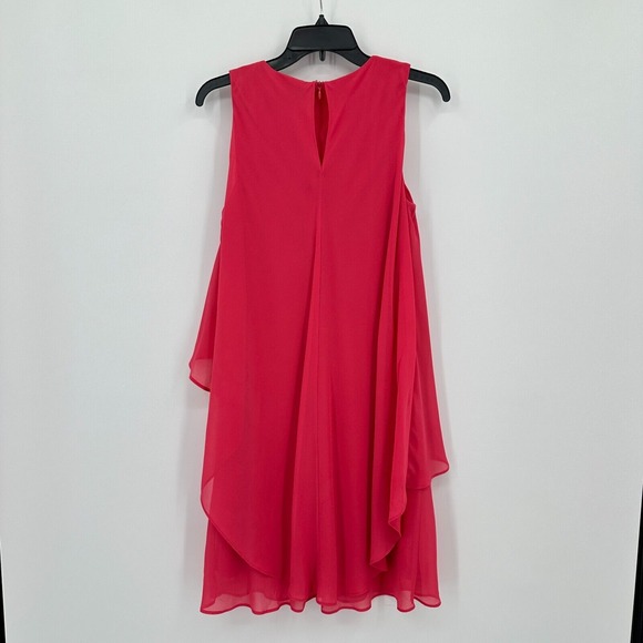 Lauren Ralph Lauren Shift Dress Womens 6 Pink Ruffle Sleeveless Chiffon Flowy - Picture 3 of 8